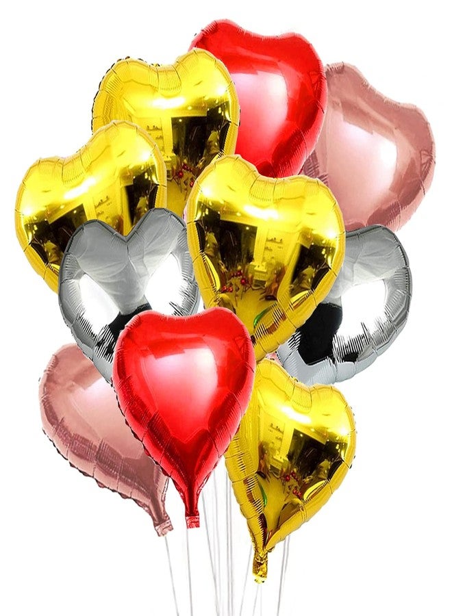 TOYXE Proper Heart Shape Foil Balloons 18" Inch Large valentines decoration items Pack of 10 Pcs - Image 1